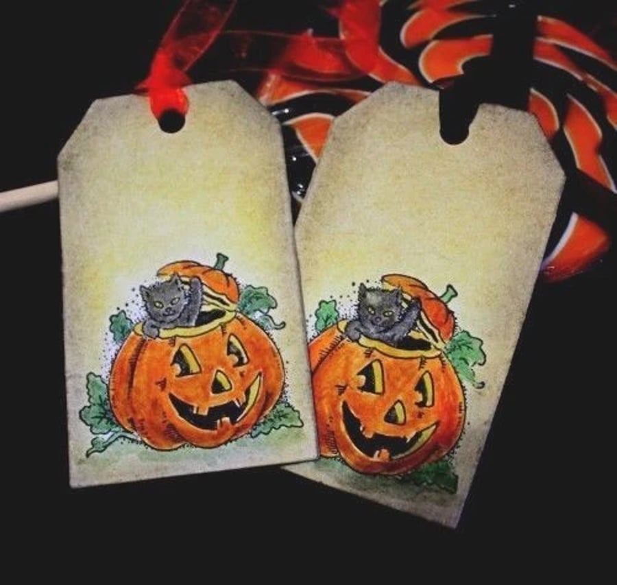Halloween Pumpkin Tags - Set of 8