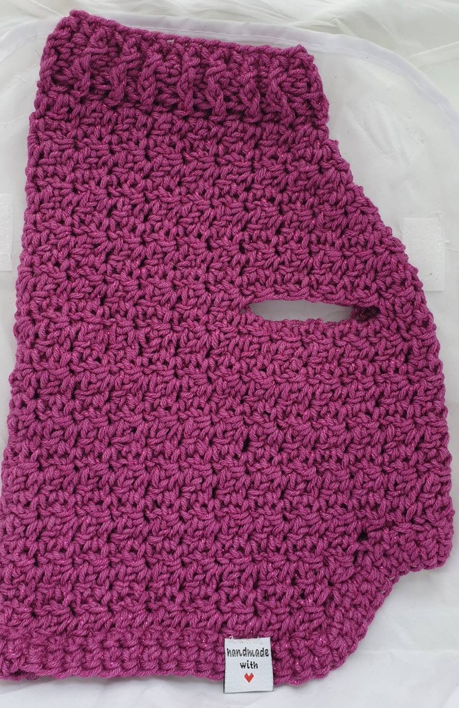 Dark pink sparkly dog sweater, jumper for small dog or puppy