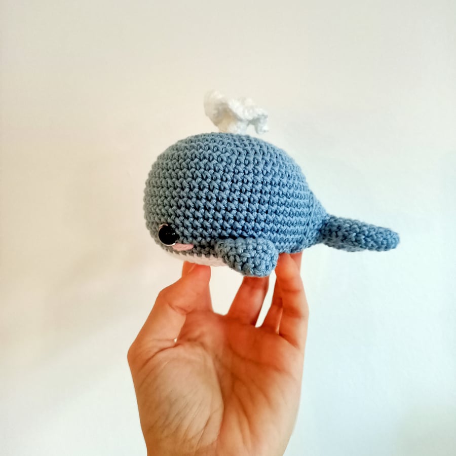 Handmade Crochet Light Blue Whale Amigurumi Toy