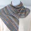 Crochet Shawl  Grey Slate Blue Taupe Bamboo and Cotton Yarn