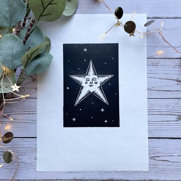 Star lino print