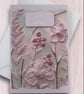Happy birthday card, lilac, purple, silver and pink floral, embossed, flowers - Image 7