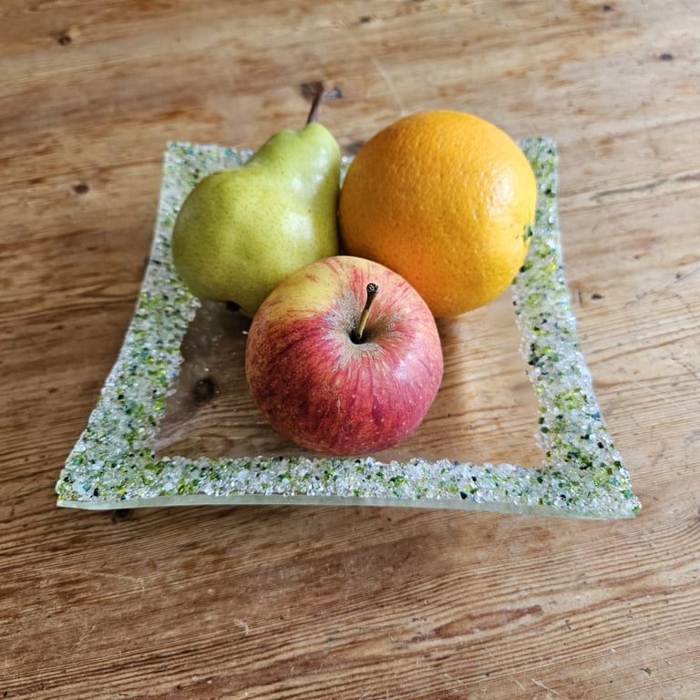 Decorated Fused Glass Dish