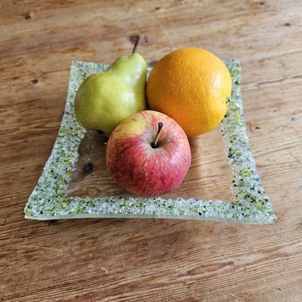 Decorated Fused Glass Dish