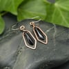Hammered Copper Wire Earrings with Black Dagger Beads