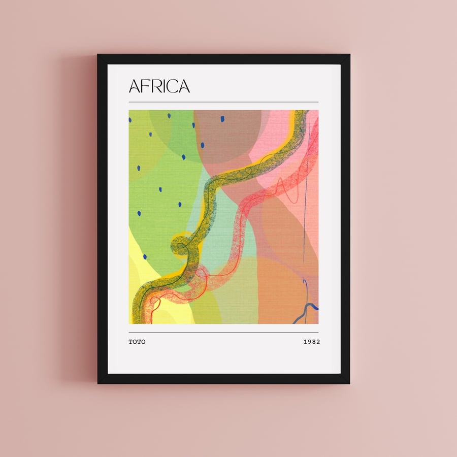 Music Poster Toto - Africa Abstract Painting Art Print 80s 