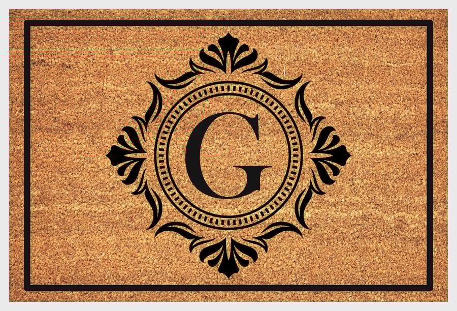 G Letter Door Mat - Monogram Letter G Welcome Mat - 3 Sizes