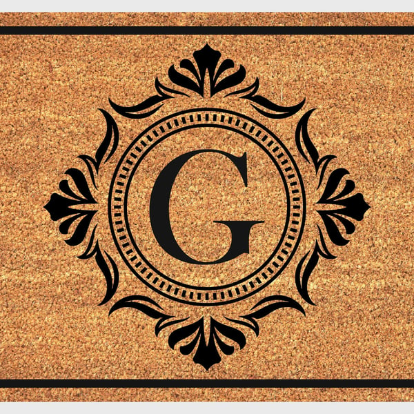 G Letter Door Mat - Monogram Letter G Welcome Mat - 3 Sizes