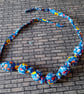 Blue Flowers Fabric Bead Necklace - Image 2