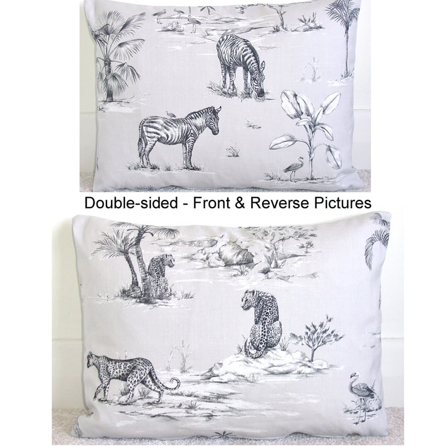 Cushion Cover Zebras and Leopards 16" x 12" Oblong Bolster 12x16 Big Cats Safari
