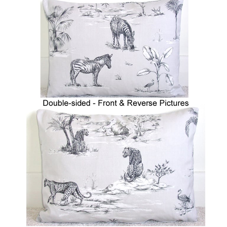 Cushion Cover Zebras and Leopards 16" x 12" Oblong Bolster 12x16 Big Cats Safari