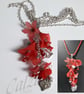 Red & Silver Lucite Flower Necklace - Image 1