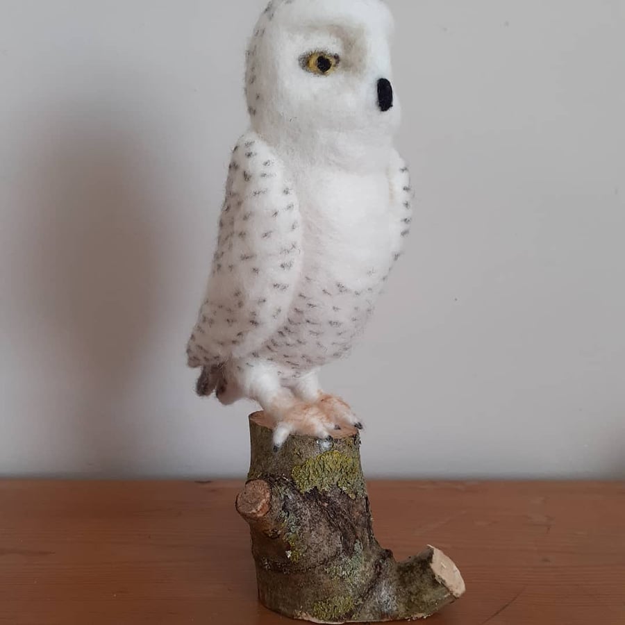 Snowy Owl, bird, needle felted wool sculpture ooak,collectable 