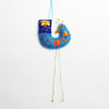 Icy blue coloured felt hanging bird ornament with folk embroidery