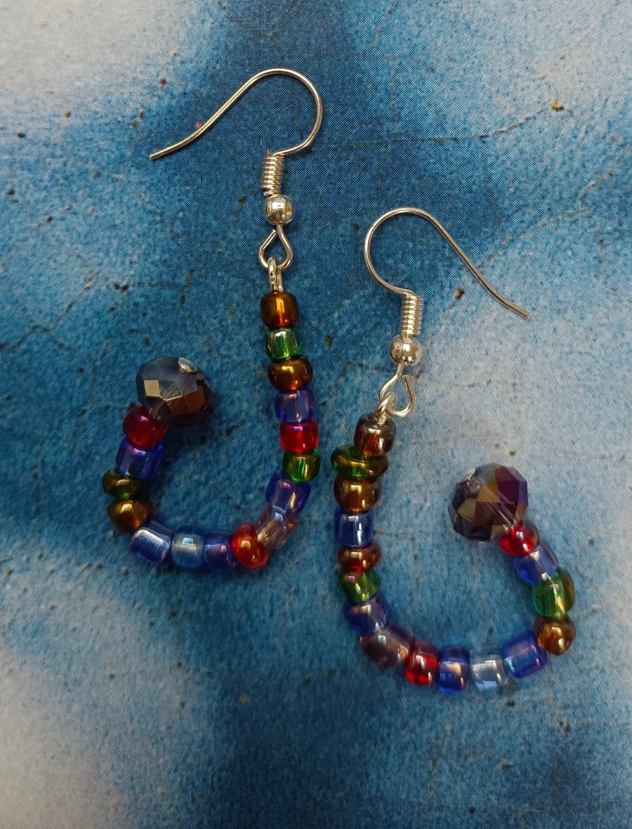Handmade Beaded Twisting Rainbow Earrings
