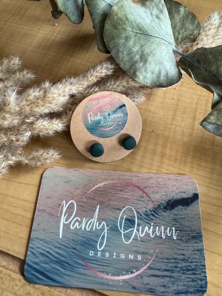 Dark Green Round Clay Studs