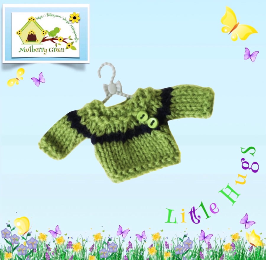 Apple Green and Navy Striped Jumper to fit the Little Hug Dolls