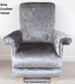 Silver Grey Crushed Velvet Child's Chair Kid's Armchair Toddler Baby High Back - Image 2