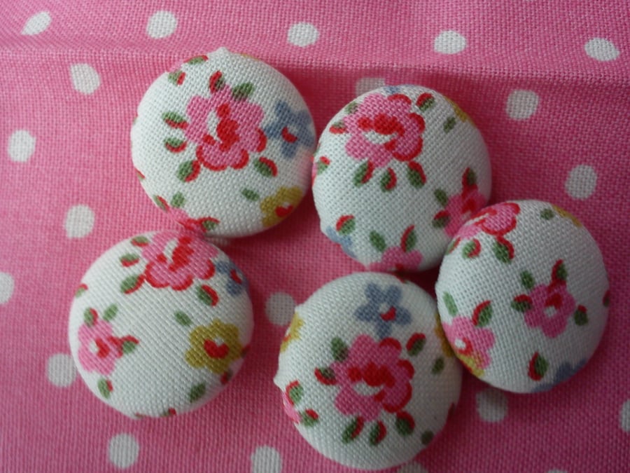 Cath Kidston fabric covered buttons tiny flower white