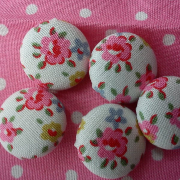 Cath Kidston fabric covered buttons tiny flower white