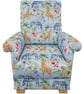Children's Armchair Kids Chair Serengeti Animals Fabric Boys Girls Blue Zebras