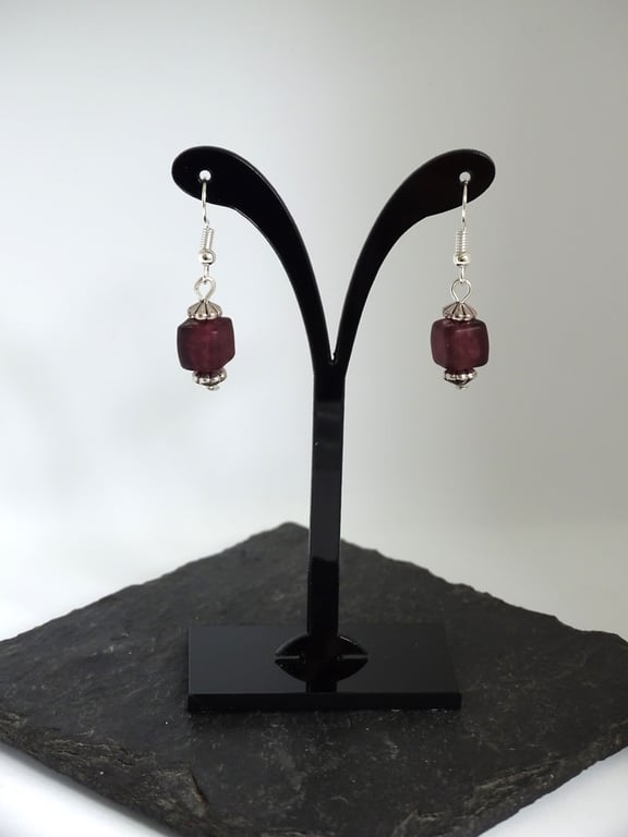Burgundy Cube Earrings