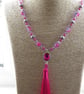 Fuchsia Tassel Necklace - Image 1
