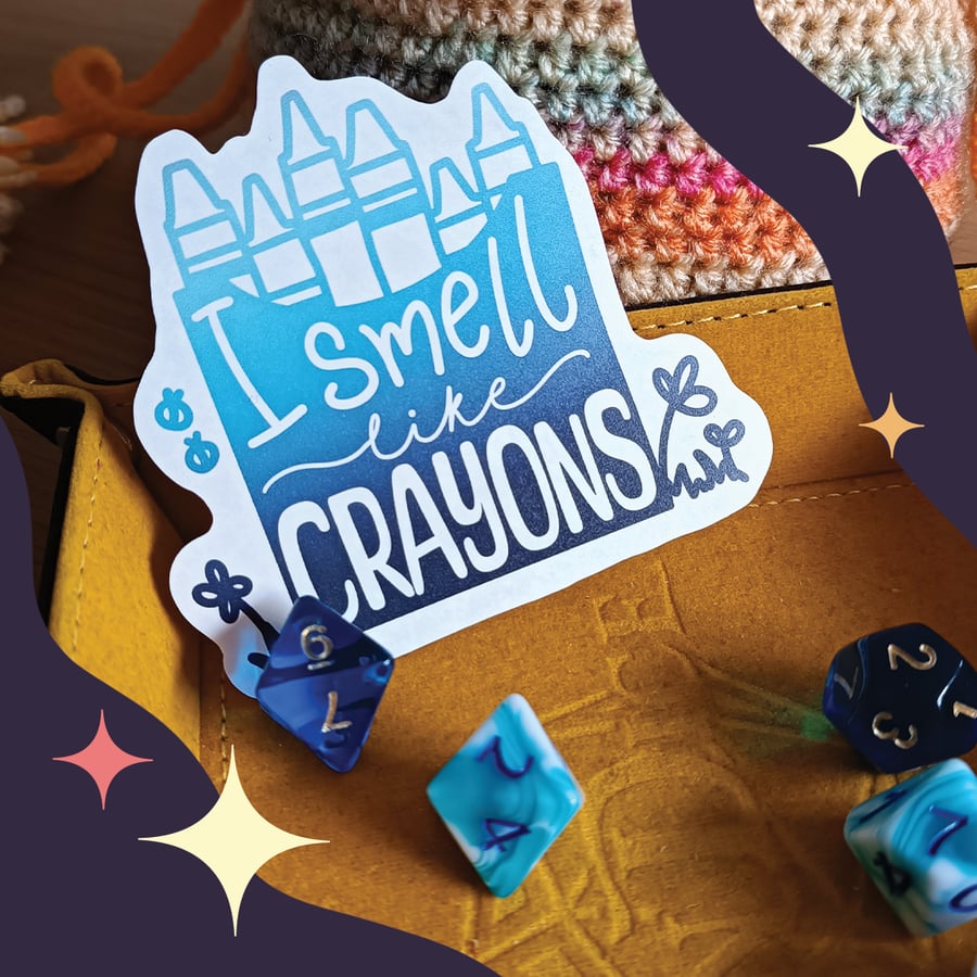 I smell like crayons - sticker, DnD sticker, DM sticker, Dungeons and Dragons