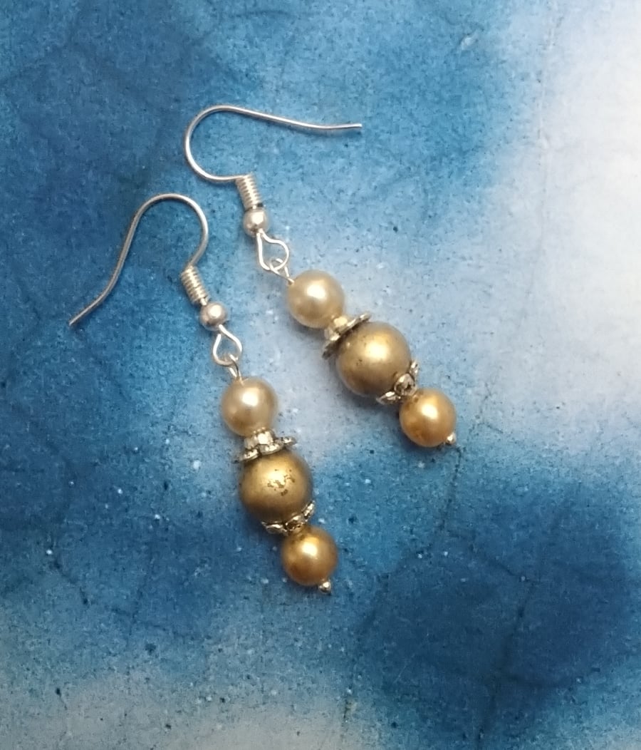 Gold Pearly Drop Earrings