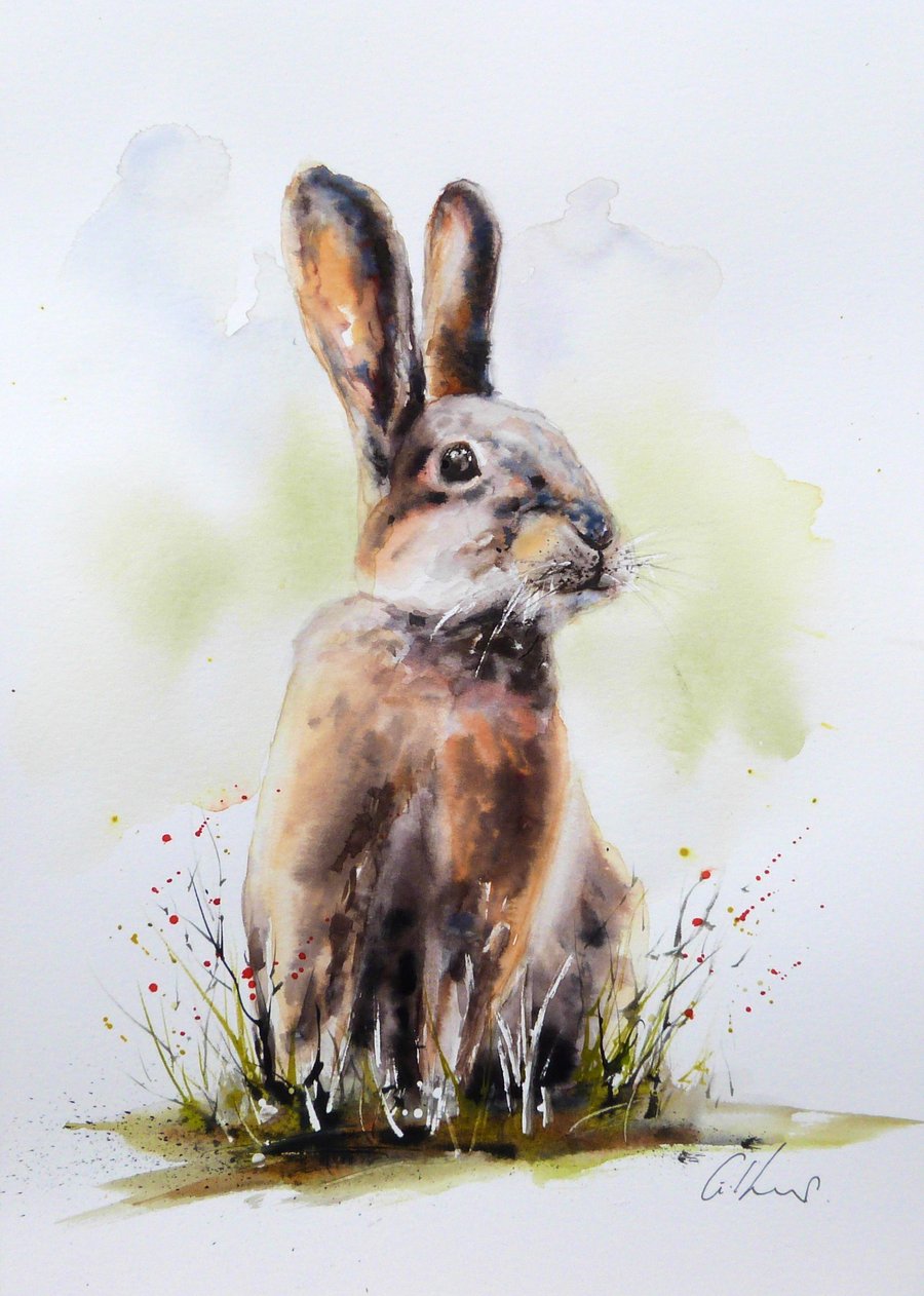 Rabbit, Original Watercolour Painting.