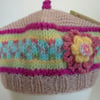 Baby Girl's Fairisle Flower Beret Hat 6-12 months size