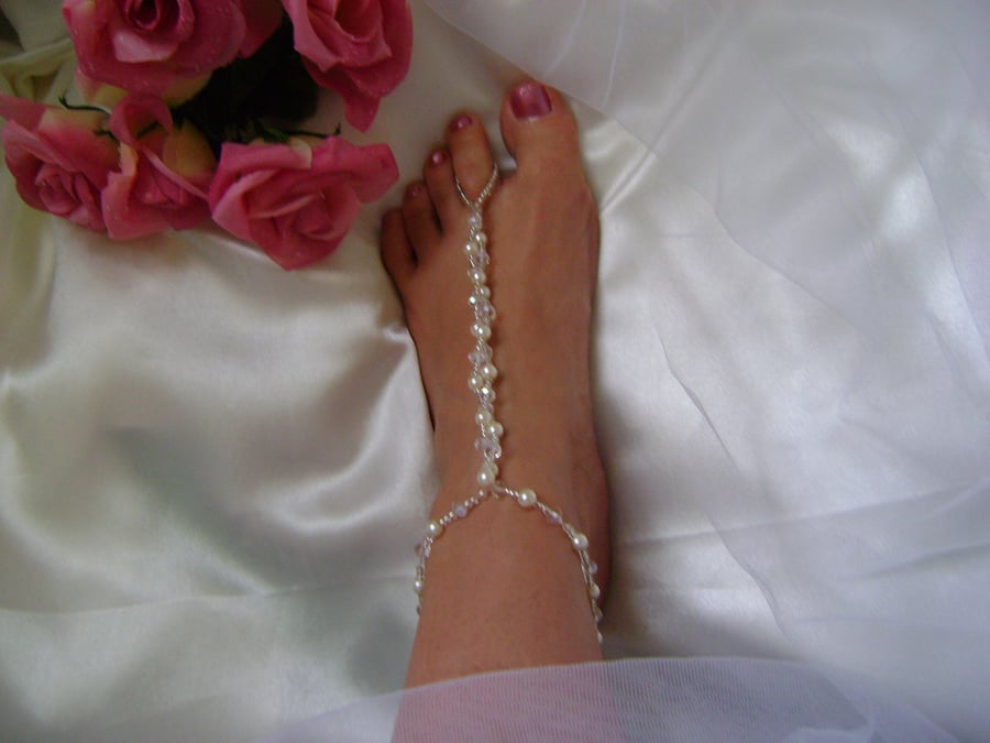 Crystal Barefoot Sandal - Beach Bride 