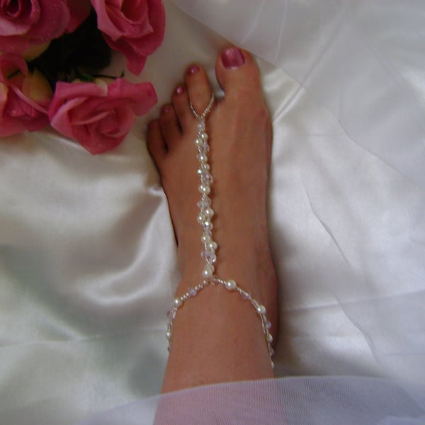 Crystal Barefoot Sandal - Beach Bride 
