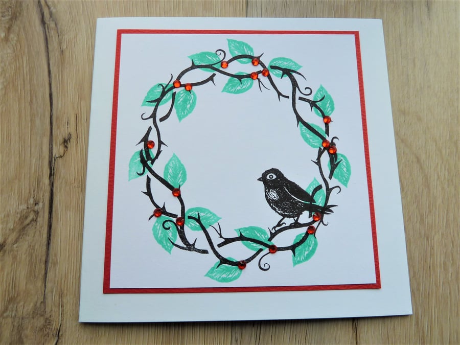 Bird in a wreath card
