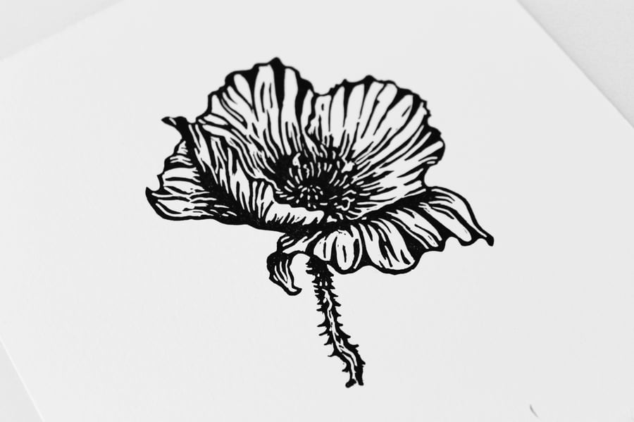 Limited editon Wild Poppy linoprint