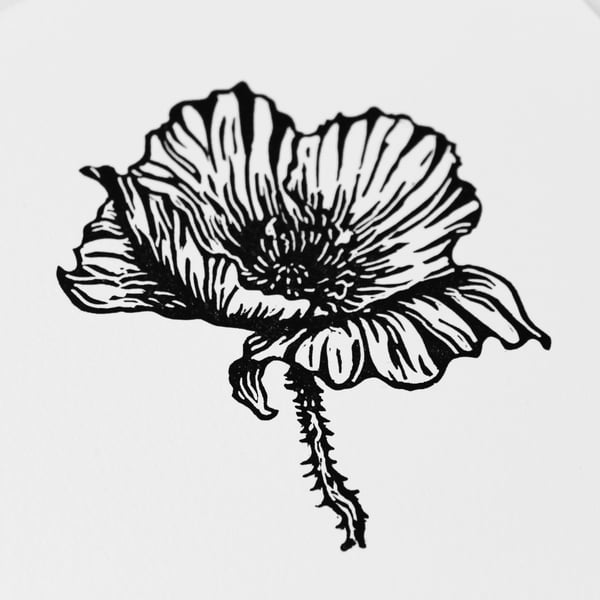 Limited editon Wild Poppy linoprint
