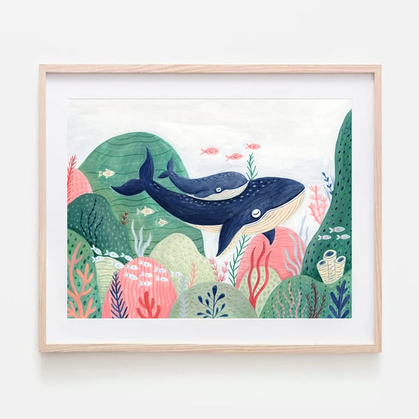 Humpback Whale - Orca Art Print - Sealife - Whale Gift - A4 art print