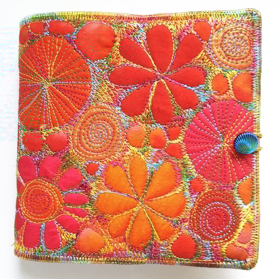 Textile Art Book Cover with Square Sketchbook 