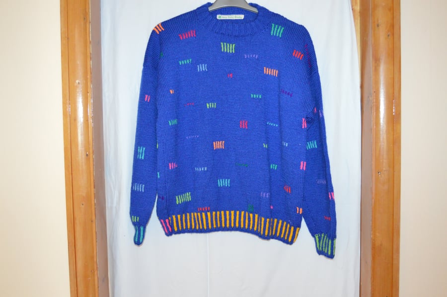 Bright blue jumper with that hint of colour