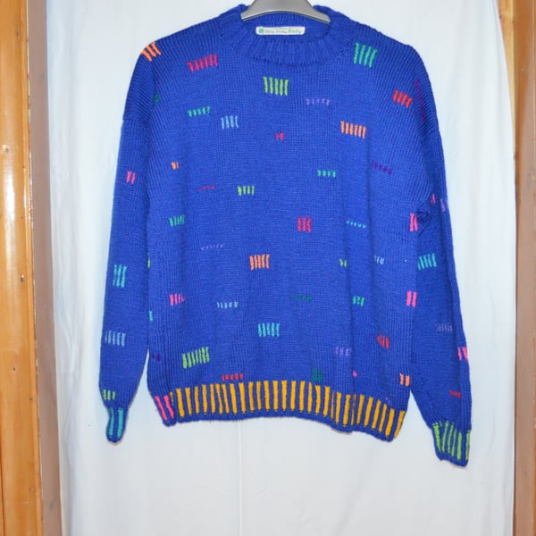 Bright blue jumper with that hint of colour