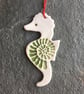 Pale green Sea Horse Scandi hygge Christmas decoration The Porcelain Menagerie - Image 1