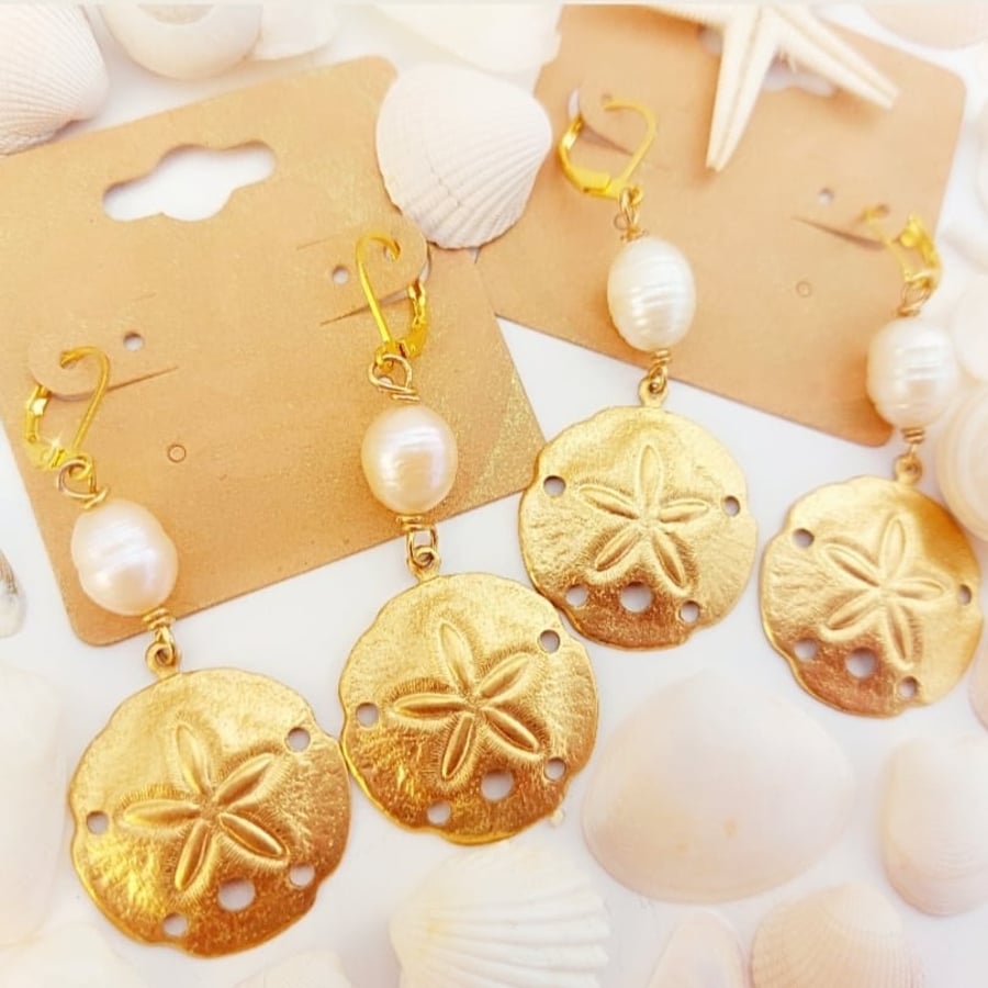 Pearl Sand Dollar earrings 
