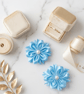 Handmade Satin Ribbon Flower Hair Clips - Pale Blue Pigtail Bows  - Image 1