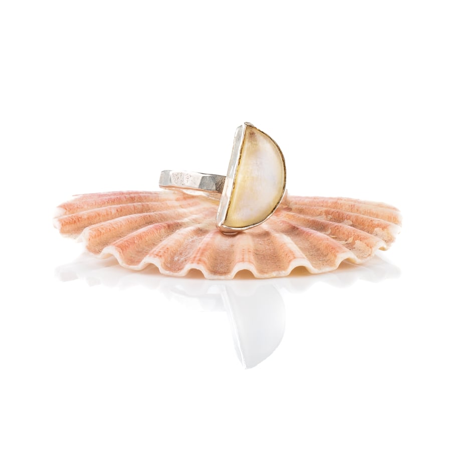 half Moon Moonstone Ring 