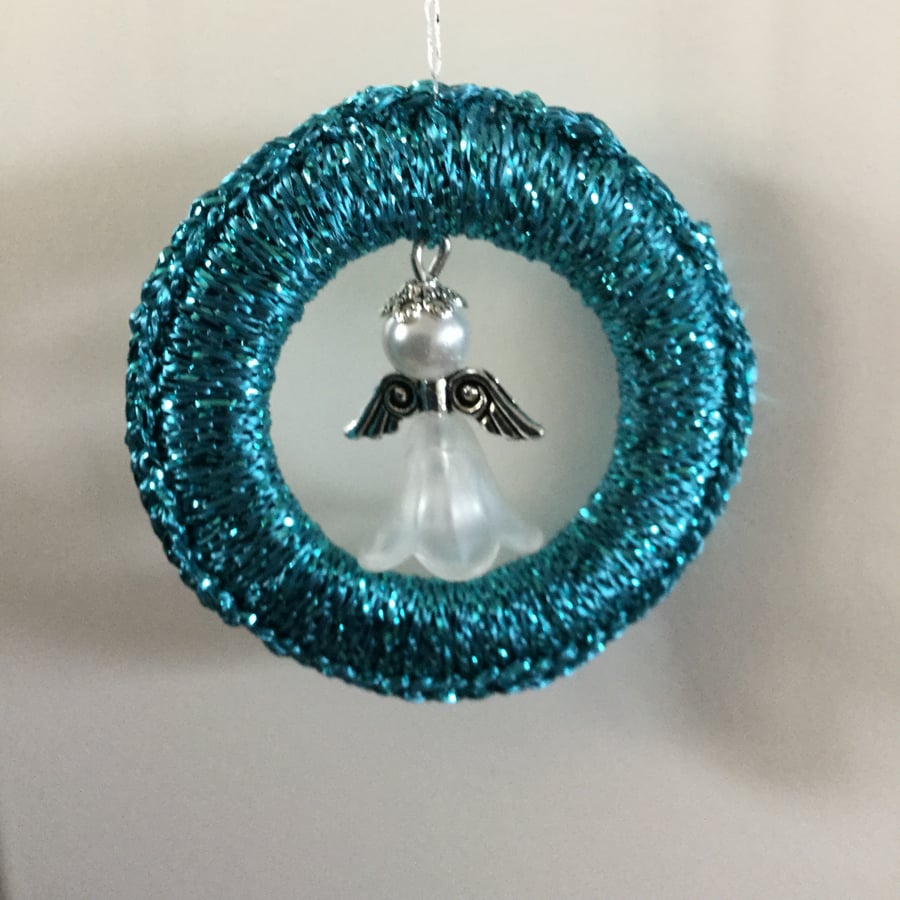 Crochet Christmas Decoration with Beaded Angel