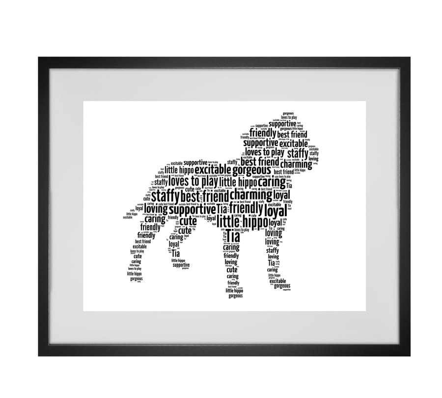 Personalised Staffordshire Bull Terrier Staffy Dog Design Word Art Gifts 