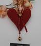 Christmas heart hanger in red with bells, free uk delivery  - Image 1