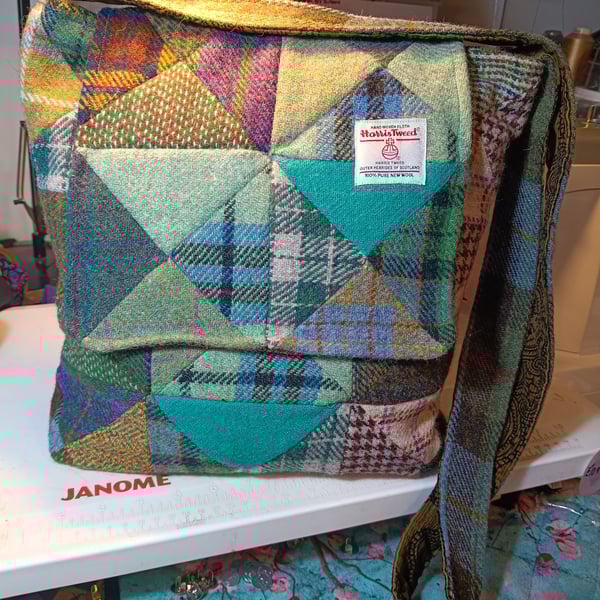 Harris tweed satchel patchwork bag 