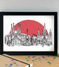 Barcelona Skyline Art Print - Image 1
