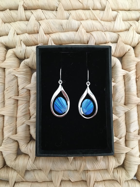 Vivid Blue Centred Teardrop Earrings
